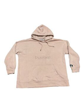 Reebok Peach Delta Embroidered Hoodie Sz 2XL Long Sleeve Pocket Hood Drawstring